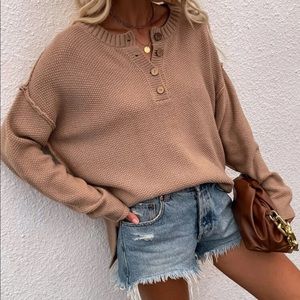 NWOT SHEIN button down sweater in tan
